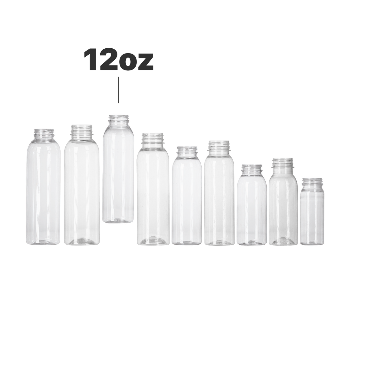 12oz Square PET Empty Plastic Bottle Clear with Custom Cap for