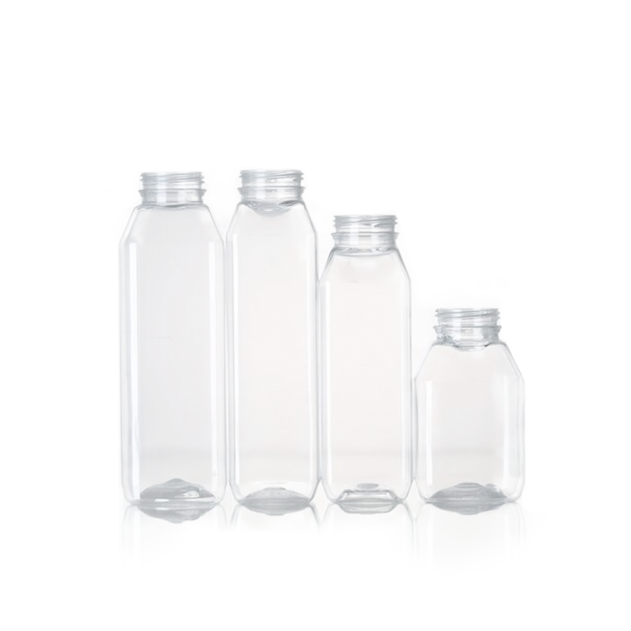 12-OZ Square Plastic Juice Bottles with lids - 100-CT