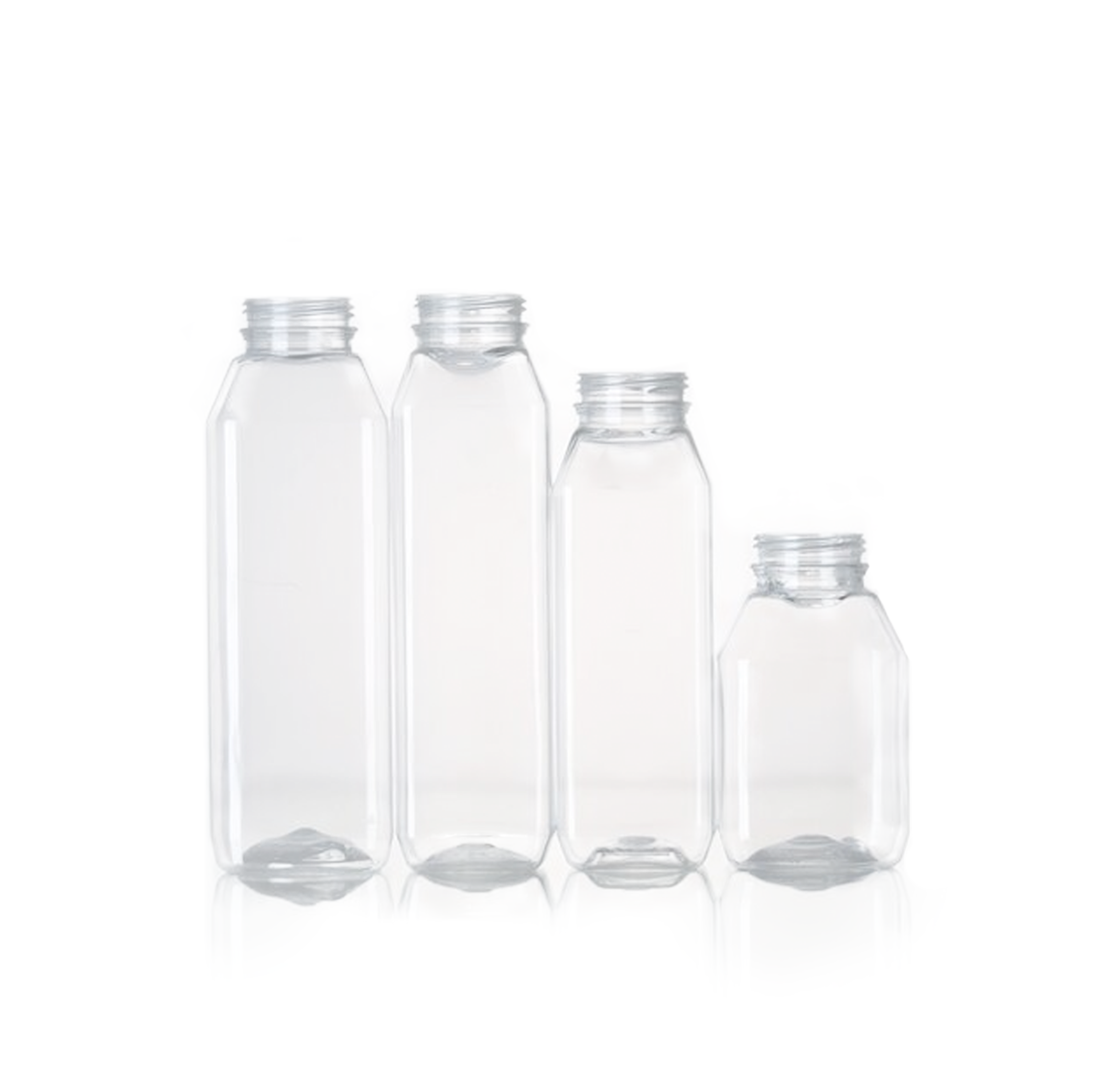 12 oz. Milkman Square PET Clear Juice Bottle with Lid